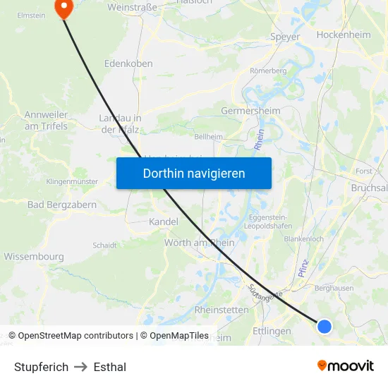 Stupferich to Esthal map