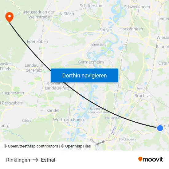 Rinklingen to Esthal map