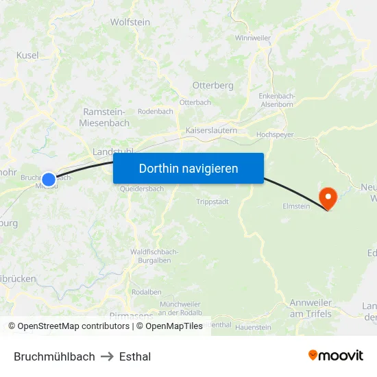Bruchmühlbach to Esthal map