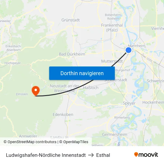 Ludwigshafen-Nördliche Innenstadt to Esthal map