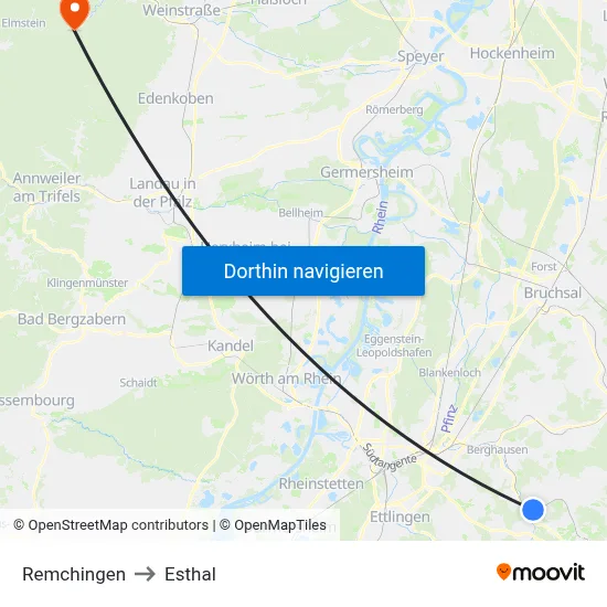 Remchingen to Esthal map