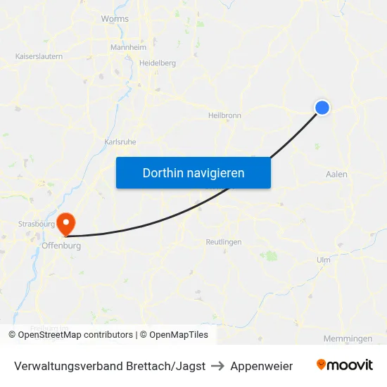 Verwaltungsverband Brettach/Jagst to Appenweier map