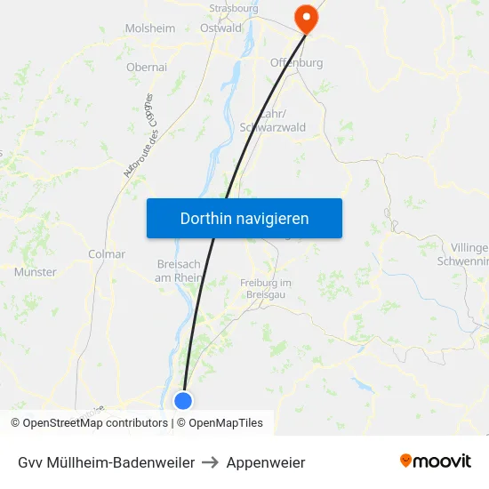 Gvv Müllheim-Badenweiler to Appenweier map