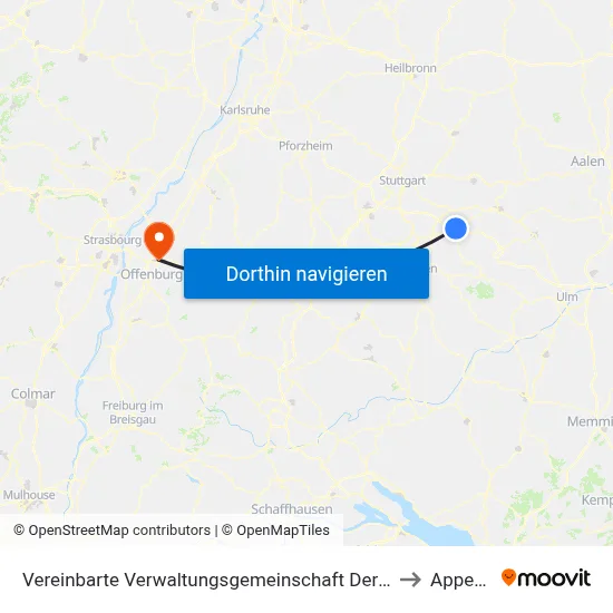 Vereinbarte Verwaltungsgemeinschaft Der Stadt Kirchheim Unter Teck to Appenweier map