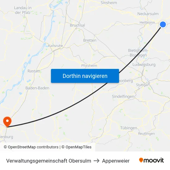 Verwaltungsgemeinschaft Obersulm to Appenweier map