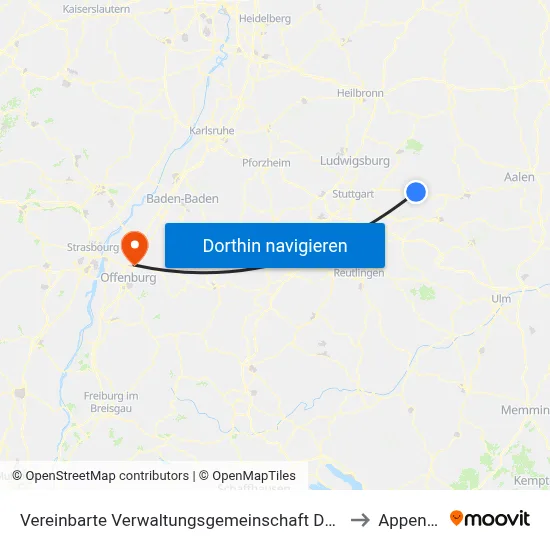 Vereinbarte Verwaltungsgemeinschaft Der Stadt Schorndorf to Appenweier map