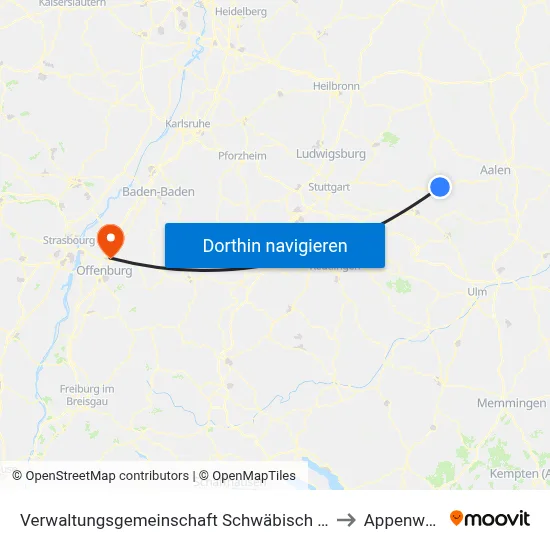 Verwaltungsgemeinschaft Schwäbisch Gmünd to Appenweier map
