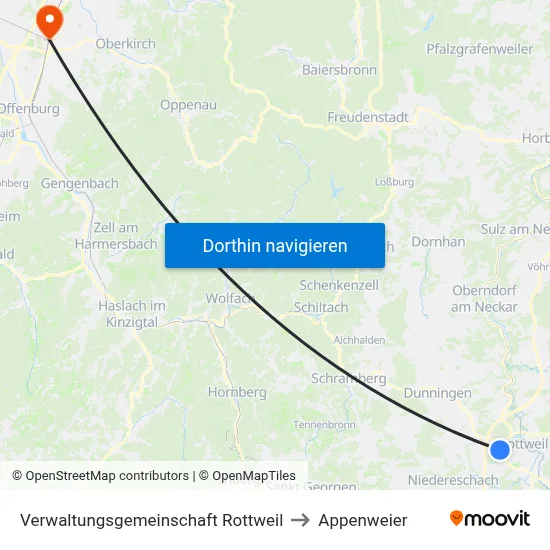 Verwaltungsgemeinschaft Rottweil to Appenweier map