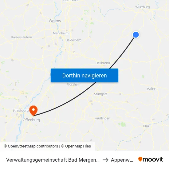 Verwaltungsgemeinschaft Bad Mergentheim to Appenweier map