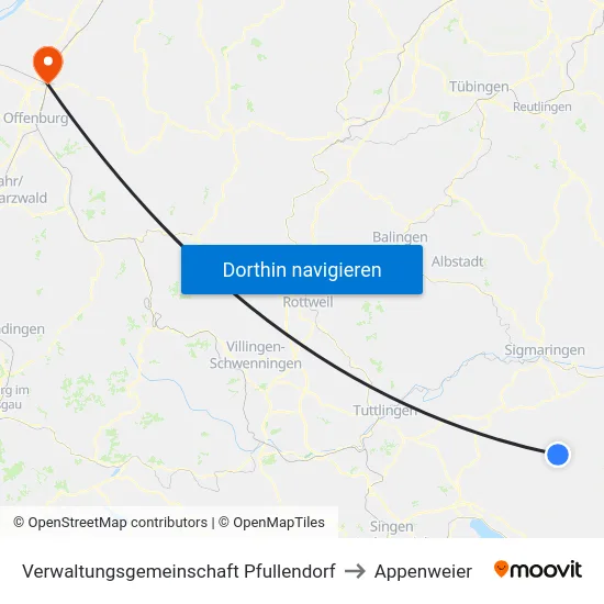 Verwaltungsgemeinschaft Pfullendorf to Appenweier map