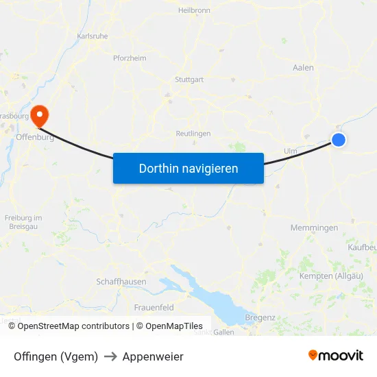 Offingen (Vgem) to Appenweier map
