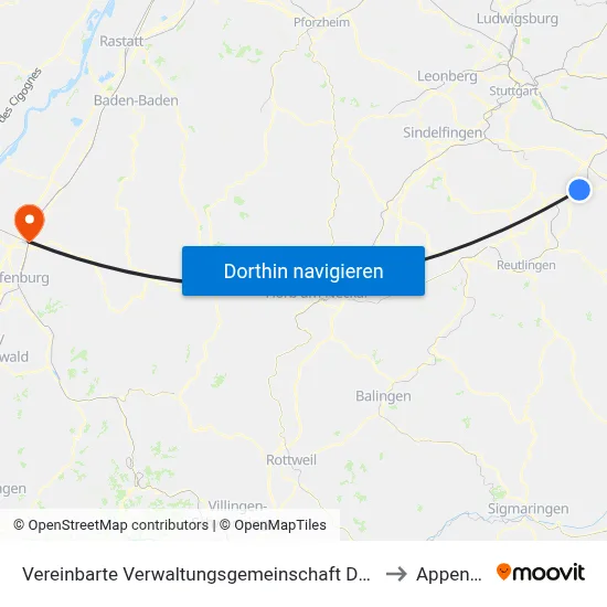 Vereinbarte Verwaltungsgemeinschaft Der Stadt Nürtingen to Appenweier map