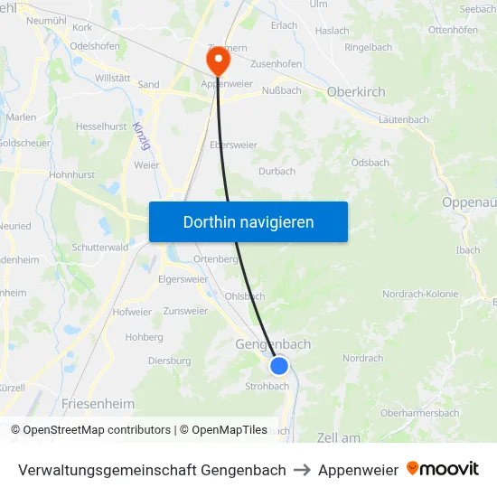 Verwaltungsgemeinschaft Gengenbach to Appenweier map