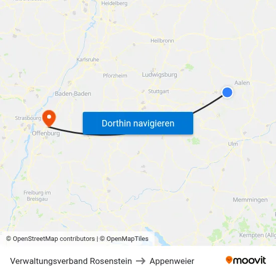 Verwaltungsverband Rosenstein to Appenweier map
