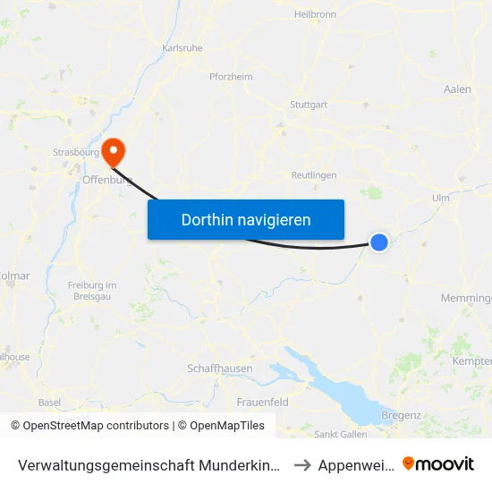 Verwaltungsgemeinschaft Munderkingen to Appenweier map
