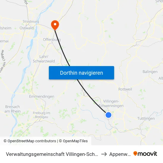 Verwaltungsgemeinschaft Villingen-Schwenningen to Appenweier map