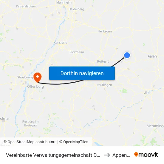 Vereinbarte Verwaltungsgemeinschaft Der Stadt Welzheim to Appenweier map