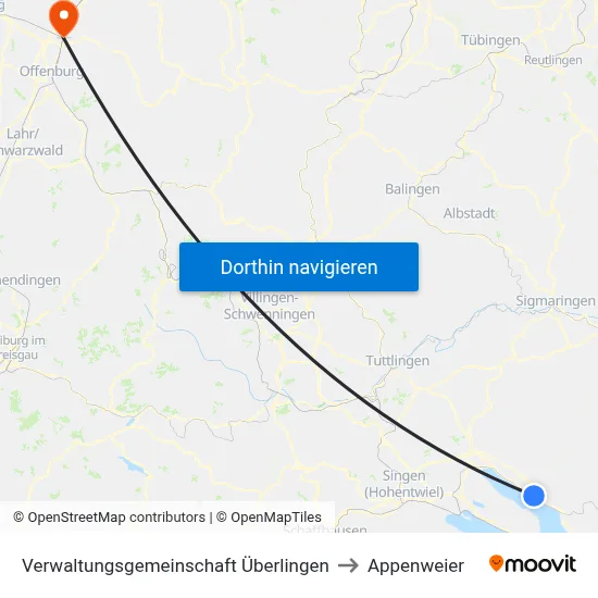 Verwaltungsgemeinschaft Überlingen to Appenweier map