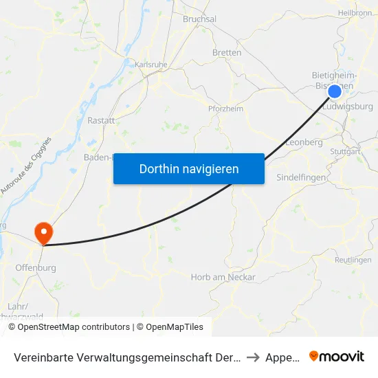 Vereinbarte Verwaltungsgemeinschaft Der Stadt Bietigheim-Bissingen to Appenweier map