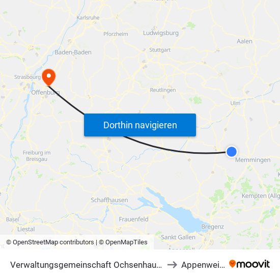 Verwaltungsgemeinschaft Ochsenhausen to Appenweier map