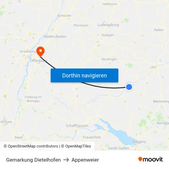 Gemarkung Dietelhofen to Appenweier map