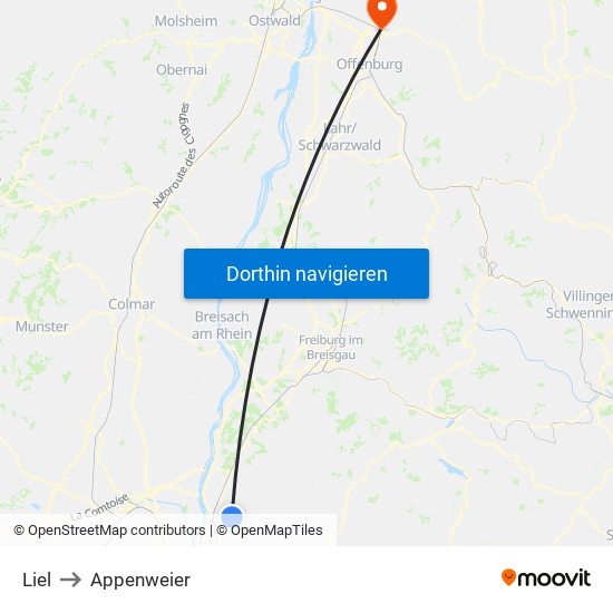 Liel to Appenweier map