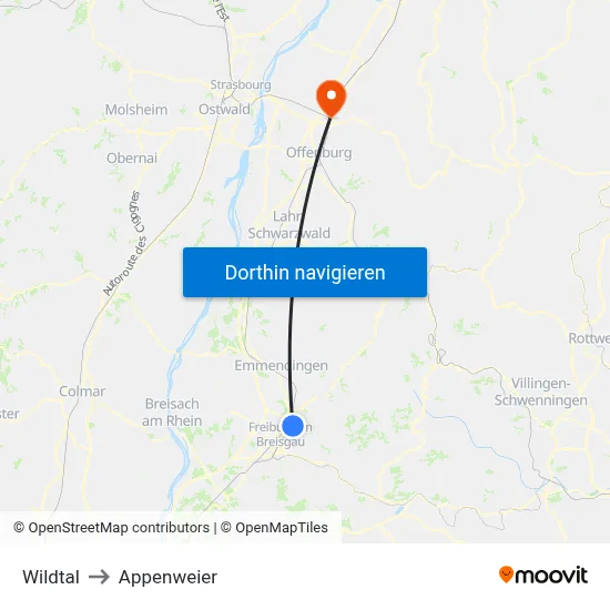 Wildtal to Appenweier map