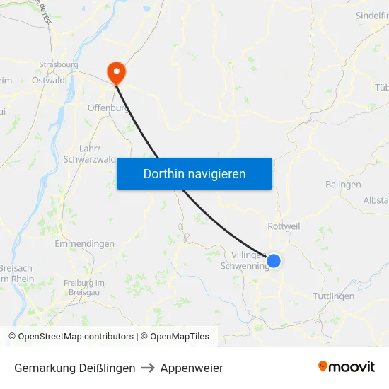 Gemarkung Deißlingen to Appenweier map