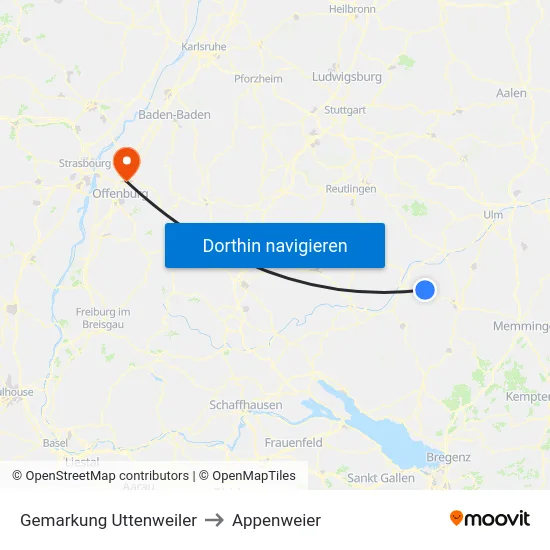 Gemarkung Uttenweiler to Appenweier map