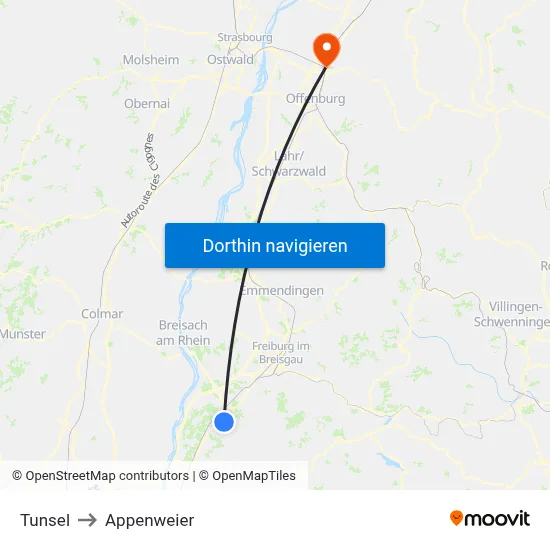 Tunsel to Appenweier map