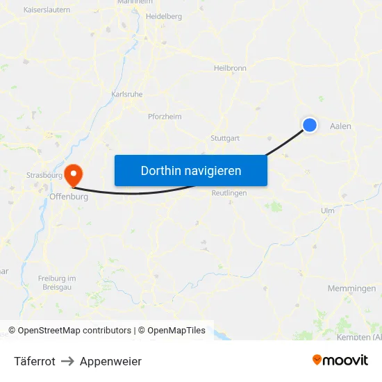 Täferrot to Appenweier map