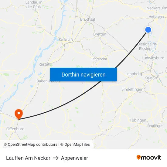 Lauffen Am Neckar to Appenweier map