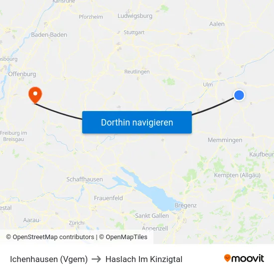 Ichenhausen (Vgem) to Haslach Im Kinzigtal map