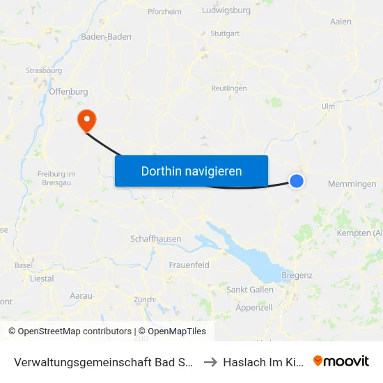 Verwaltungsgemeinschaft Bad Schussenried to Haslach Im Kinzigtal map