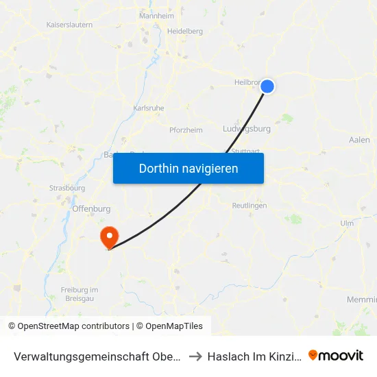 Verwaltungsgemeinschaft Obersulm to Haslach Im Kinzigtal map