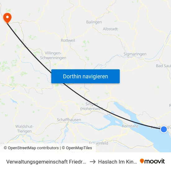 Verwaltungsgemeinschaft Friedrichshafen to Haslach Im Kinzigtal map