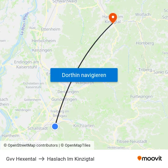 Gvv Hexental to Haslach Im Kinzigtal map