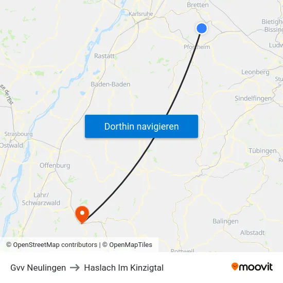 Gvv Neulingen to Haslach Im Kinzigtal map