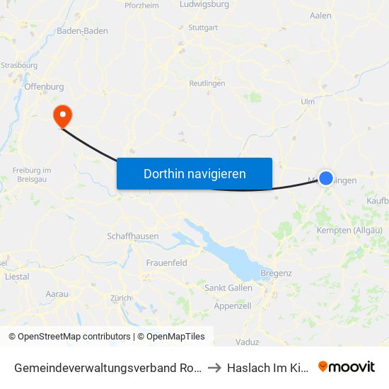 Gemeindeverwaltungsverband Rot-Tannheim to Haslach Im Kinzigtal map