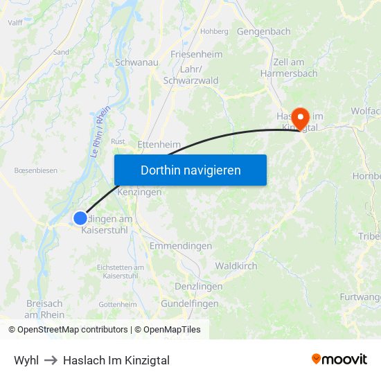 Wyhl to Haslach Im Kinzigtal map