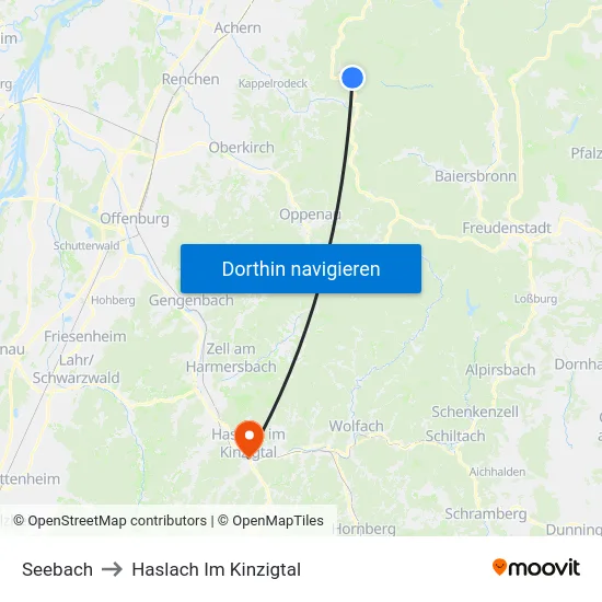 Seebach to Haslach Im Kinzigtal map