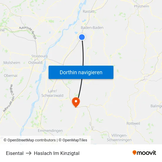 Eisental to Haslach Im Kinzigtal map