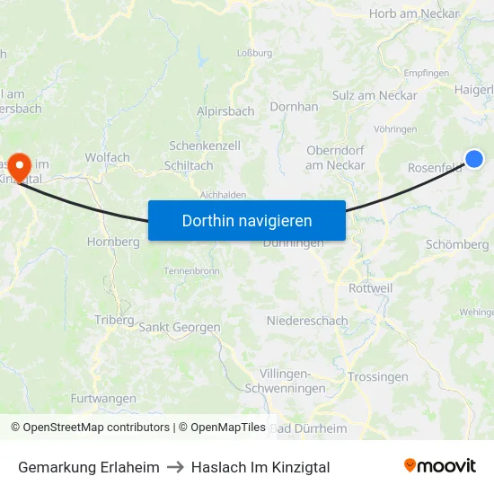 Gemarkung Erlaheim to Haslach Im Kinzigtal map