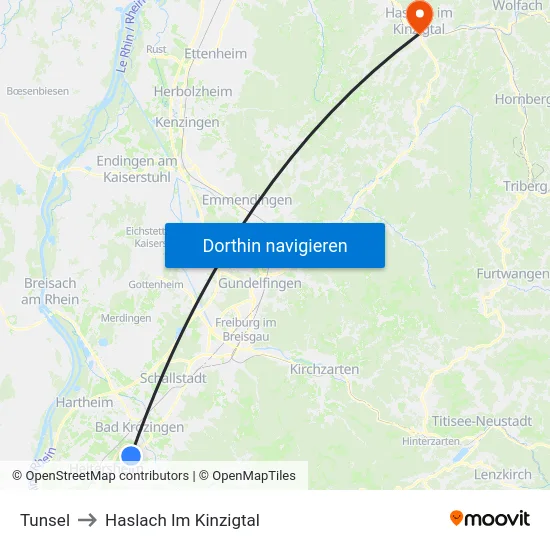 Tunsel to Haslach Im Kinzigtal map