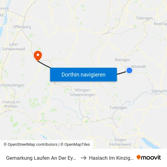 Gemarkung Laufen An Der Eyach to Haslach Im Kinzigtal map