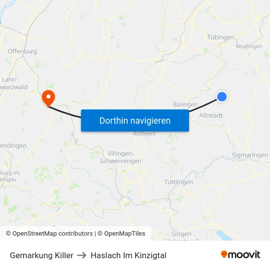 Gemarkung Killer to Haslach Im Kinzigtal map