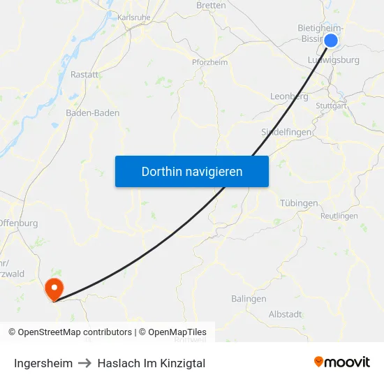 Ingersheim to Haslach Im Kinzigtal map