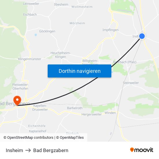 Insheim to Bad Bergzabern map