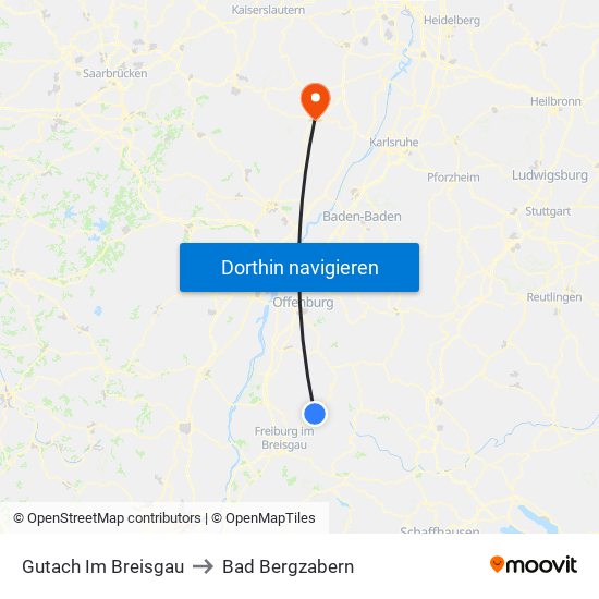 Gutach Im Breisgau to Bad Bergzabern map