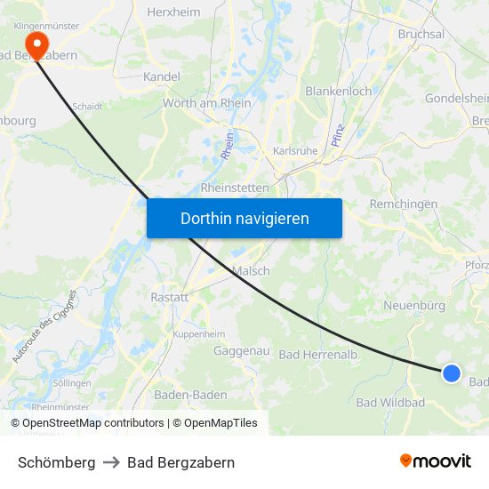 Schömberg to Bad Bergzabern map